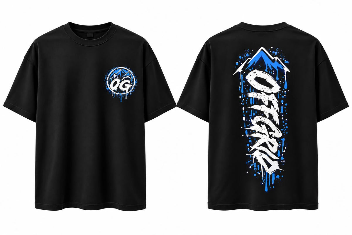 Black OFF GRID Off Grid T-shirt OG with graphic design, casual fit, and short sleeves, displayed flat.